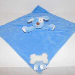 Blankets & Beyond Blue White Puppy Dog w Bone Security Blanket Bab Lovey Nunu